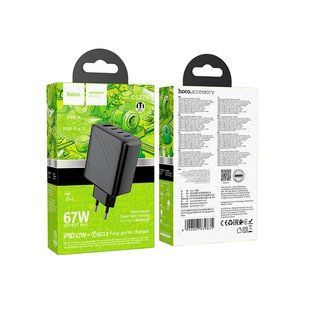 Мережевий Зарядний Пристрій Hoco CS27A 3USB-C/1USB PD/QC 67W Чорний