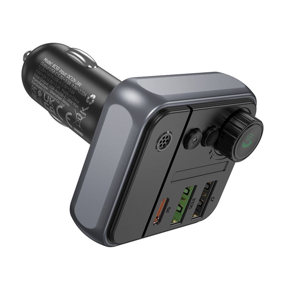 FM-трансмітер Borofone BC50 USB-C PD20W+USB-A QC18W/BT5.4 Total 38W