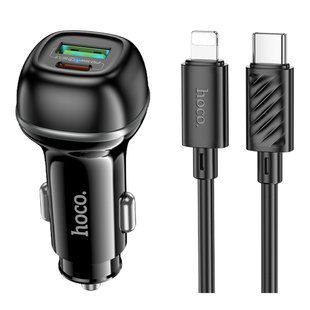 Автомобільний Зарядний Пристрій Hoco Z58A 1USB-A QC18W/1USB-C PD30W Total 48W+Type-C to Lightning