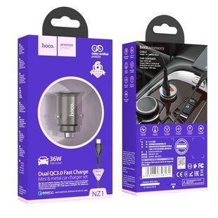 Автомобільний Зарядний Пристрій Hoco NZ1 36W QC3.0 Micro Металево-сірий