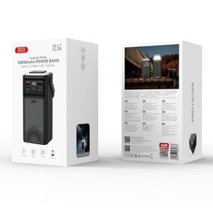 Універсальна Мобільна Батарея Power Bank XO PR286 PD20W+QC22.5W Four Cables + Lighting Fast Charging 50000mAh Чорний