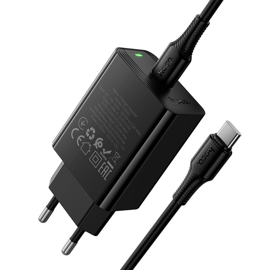 Мережевий Зарядний Пристрій Hoco CS93A 1USB-C PD/QC 20W+Type-C to Type-C