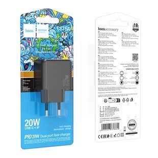 Мережевий Зарядний Пристрій Hoco CS16A 1USB-C/1IP PD/QC 20W Чорний