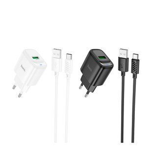 Мережевий Зарядний Пристрій Hoco C140A 1USB QC 18W+USB to Type-C Бiлий