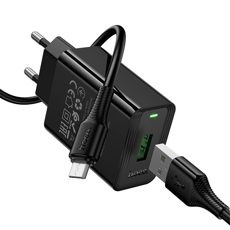 Мережевий Зарядний Пристрій Hoco CS92A 1USB QC 18W+USB to Micro