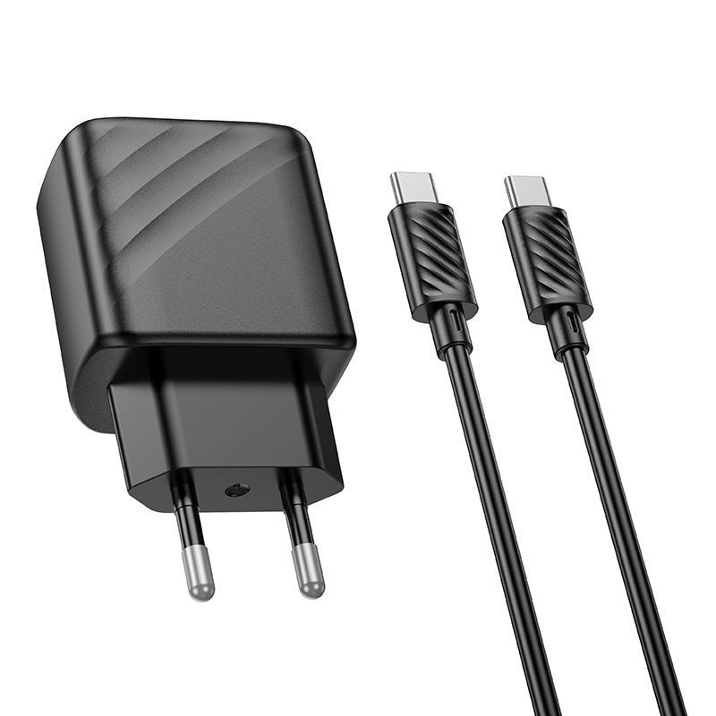 Мережевий Зарядний Пристрій Hoco CS23A 1USB/1USB-C PD/QC 30W+Type-C to Type-C Чорний