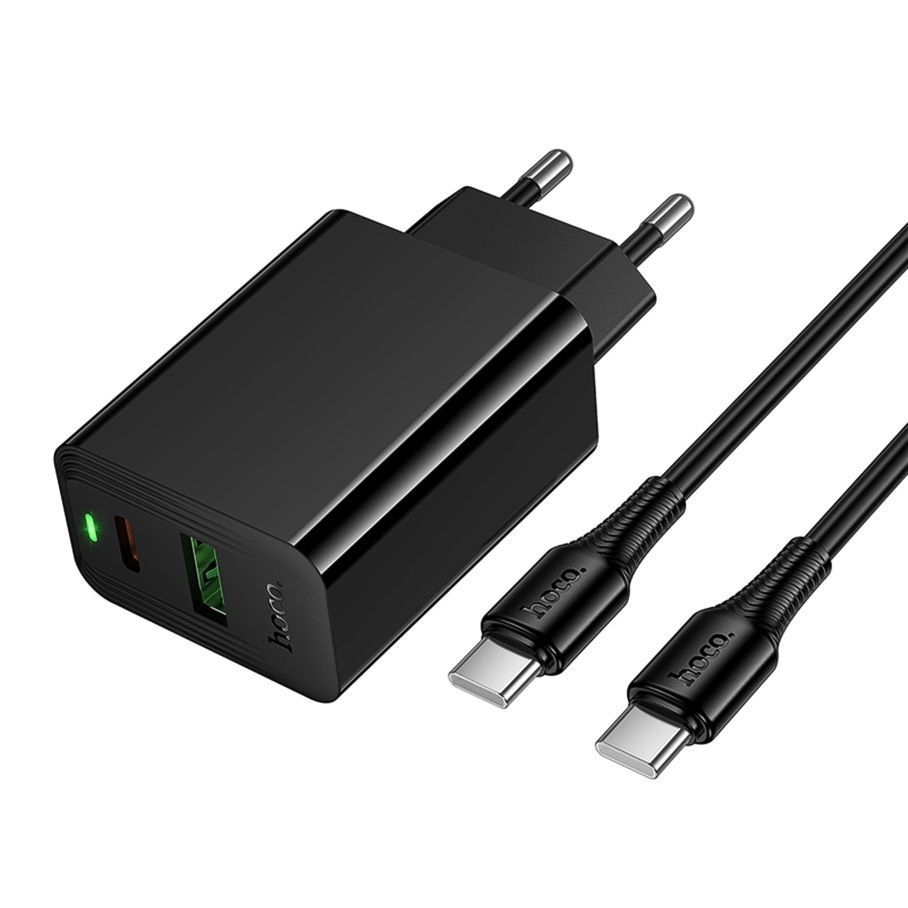 Сетевое Зарядное Устройство Hoco CS95A 1USB/1USB-C QC/PD 30W+Type-C to Type-C