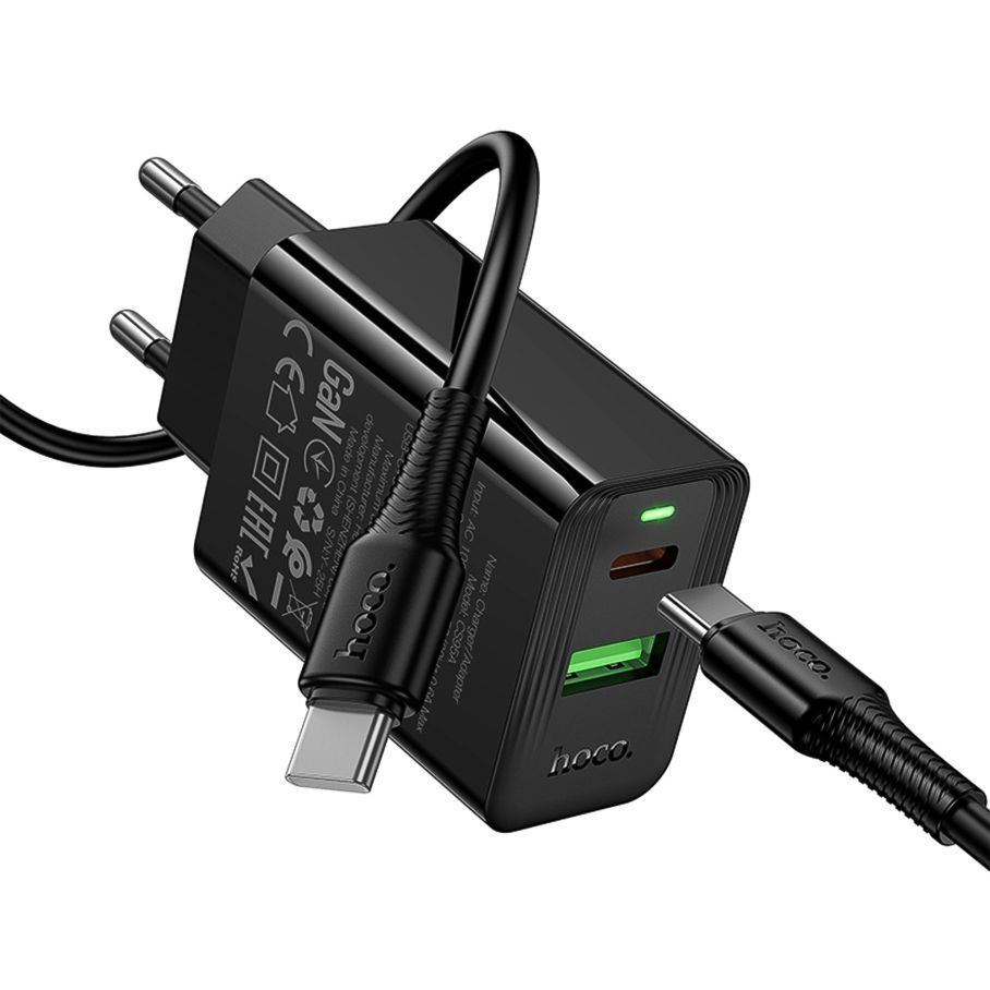 Сетевое Зарядное Устройство Hoco CS95A 1USB/1USB-C QC/PD 30W+Type-C to Type-C