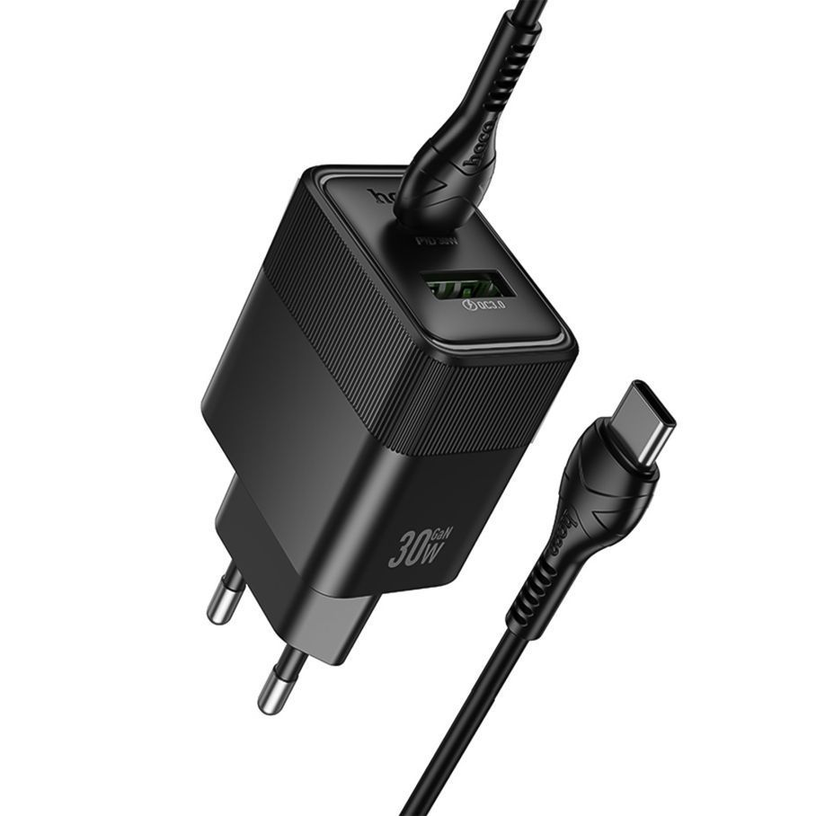 Сетевое Зарядное Устройство Hoco CS112A 1USB/1USB-C QC/PD 30W+Type-C to Type-C