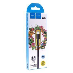 Кабель USB Hoco DU26 Long 8mm Plug Type-C 3A Чорний
