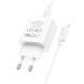 Мережевий Зарядний Пристрій Hoco C76A Pro 1USB-C PD/QC 30W+Type-C to Lightning Бiлий