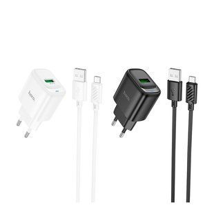 Мережевий Зарядний Пристрій Hoco C140A 1USB QC 18W+USB to Micro Бiлий