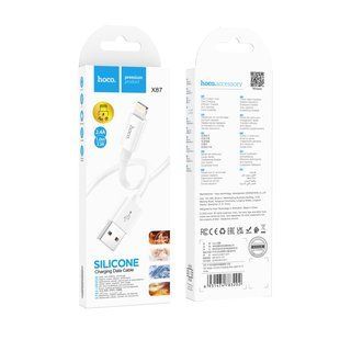 Кабель USB Hoco X87 Magic silicone Lightning Бiлий