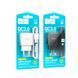 Мережевий Зарядний Пристрій Hoco C140A 1USB QC 18W+USB to Micro Бiлий