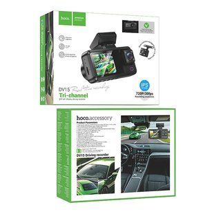 Відеореєстратор Hoco DV15 2-inch 720P/Wi-Fi App/ 3 Камеры Чорний