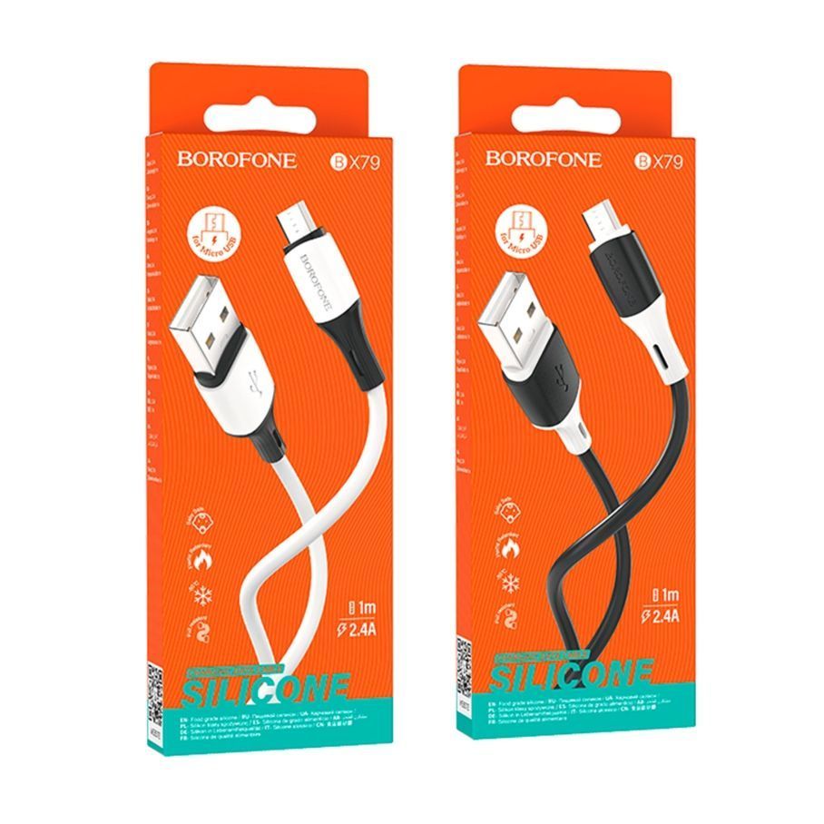 Кабель USB Borofone BX79 Silicone Micro 2.4A Чорний