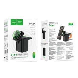 Бездротовий Зарядний Пристрій Hoco CQ20 3-in-1 15W Magnetic (iWatch) Чорний