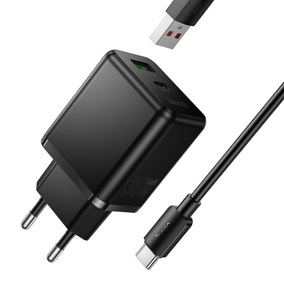 Мережевий Зарядний Пристрій Hoco C157A 1USB-C/1USB Multi-Protocol 30W+USB to Type-C