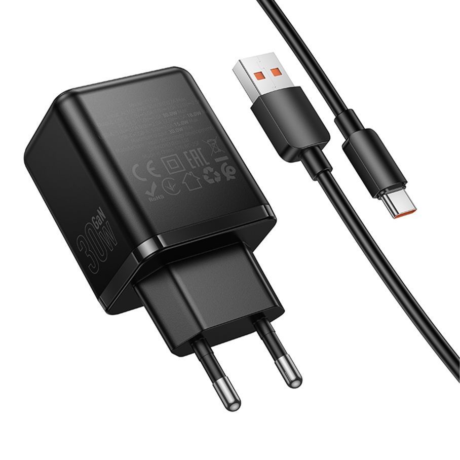 Мережевий Зарядний Пристрій Hoco C157A 1USB-C/1USB Multi-Protocol 30W+USB to Type-C