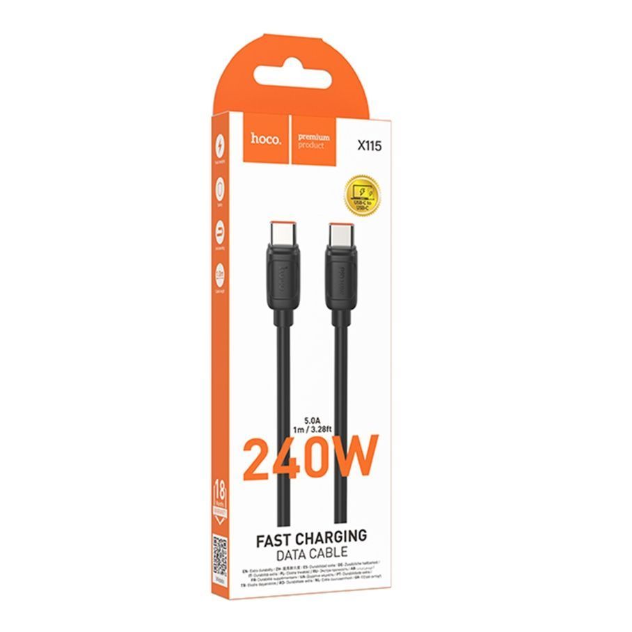 Кабель USB Hoco X115 Type-C to Type-C 240W Чорний