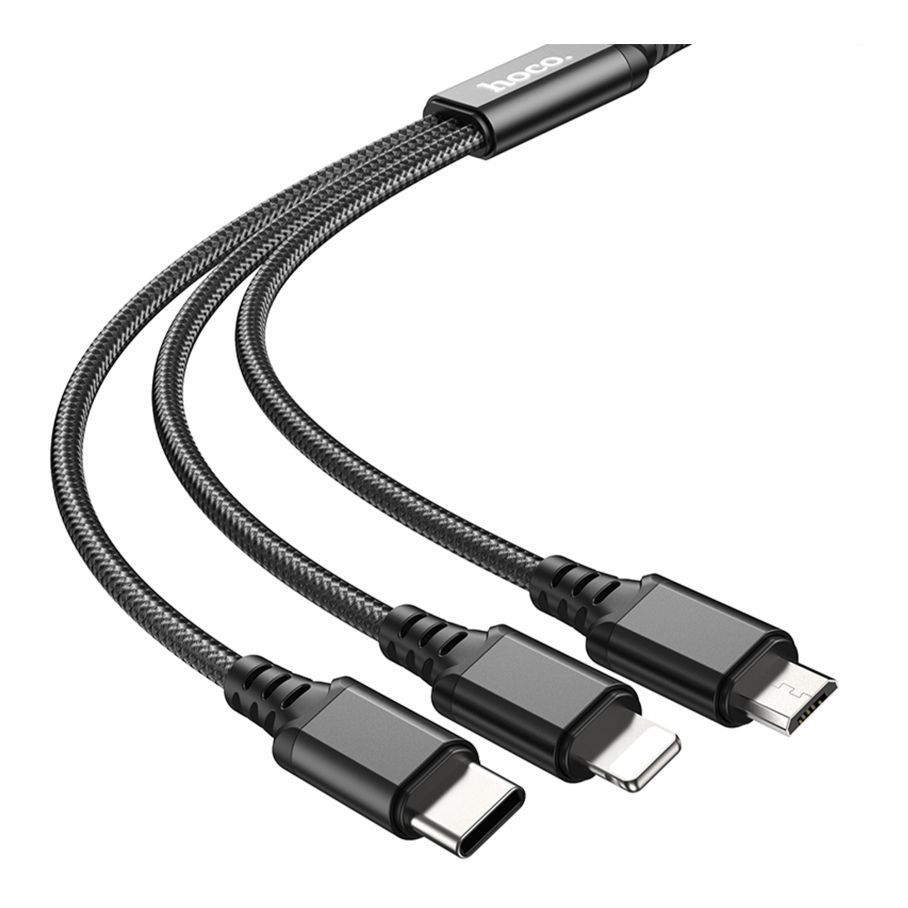 Кабель USB Hoco X76 3-in-1 IP+Type-C+Micro 2A