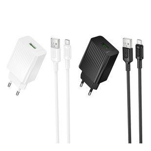 Мережевий Зарядний Пристрій Borofone BAS72A 1USB QC 18W+USB to Micro Чорний