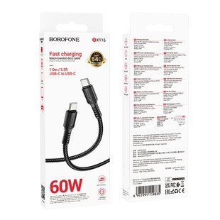 Кабель USB Borofone BX116 Type-C to Type-C 60W Чорний