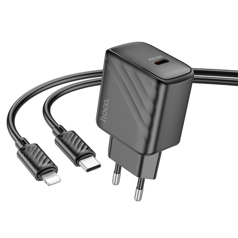 Мережевий Зарядний Пристрій Hoco CS22A 1USB-C PD/QC 30W+Type-C to Lightning