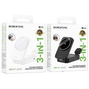 Бездротовий Зарядний Пристрій Borofone BQ38 3-in-1 For iWatch Бiлий