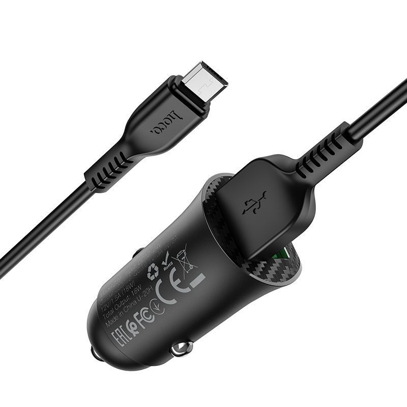 Автомобільний Зарядний Пристрій Hoco Z39 QC3.0 Micro 2USB Чорний