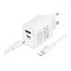 Мережевий Зарядний Пристрій Borofone BA83A 1USB-C/1USB PD/QC 20W+Type-C to Lightning