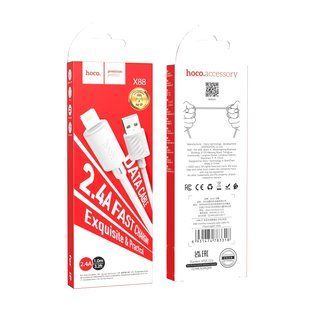 Кабель USB Hoco X88 Gratified Lightning 2.4A 1m Білий