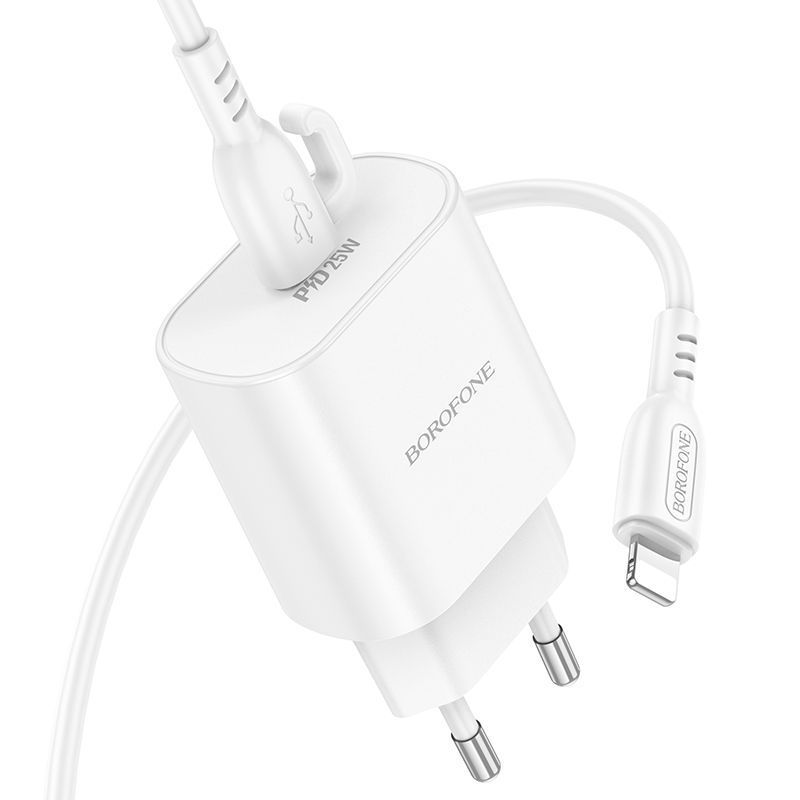 Мережевий Зарядний Пристрій Borofone BA82A 1USB-C PD/QC 25W+Type-C to Lightning