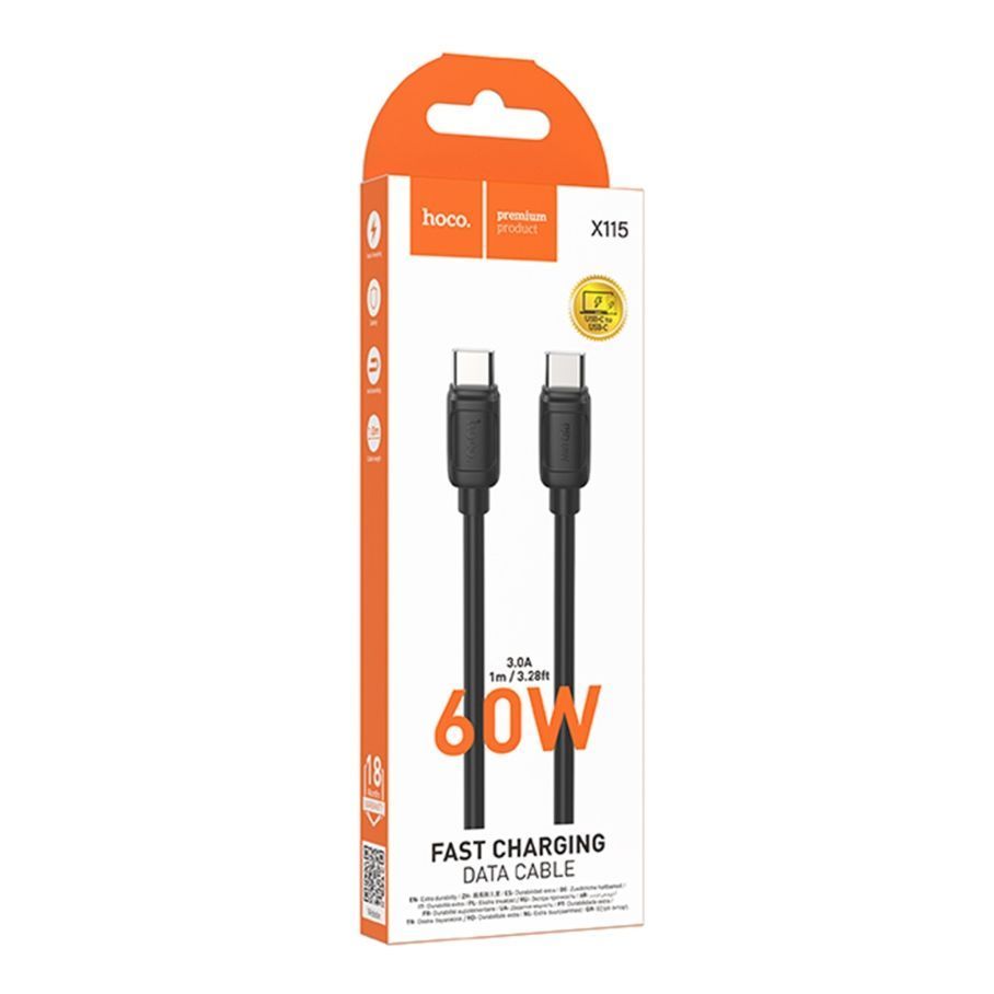Кабель USB Hoco X115 Type-C to Type-C 60W Чорний