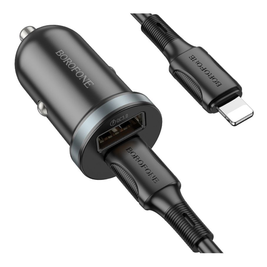 Автомобільний Зарядний Пристрій Borofone BZ22 1USB/1USB-C QC/PD30W+Type-C to Lightning