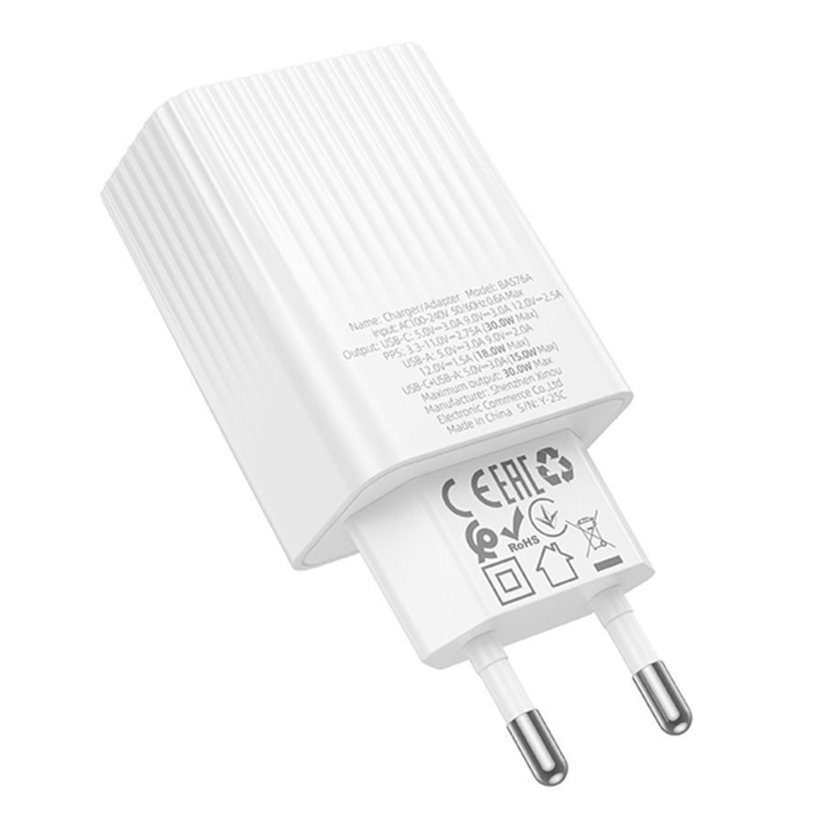 Мережевий Зарядний Пристрій Borofone BAS76A 1USB-C/1USB PD/QC 30W