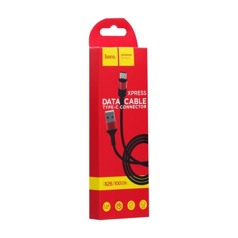 Кабель USB Hoco X26 Xpress Charging Micro Чорно-Червоний
