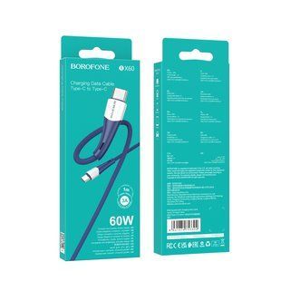 Кабель USB Borofone BX60 Superior 60W Type C to Type C Синiй