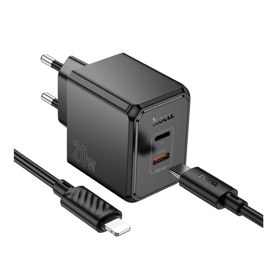 Мережевий Зарядний Пристрій Hoco CS16A 1USB-C/1IP PD/QC 20W+Type-C to Lightning