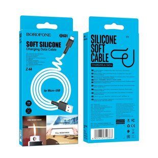 Кабель USB Borofone BX31 Silicone Micro Білий