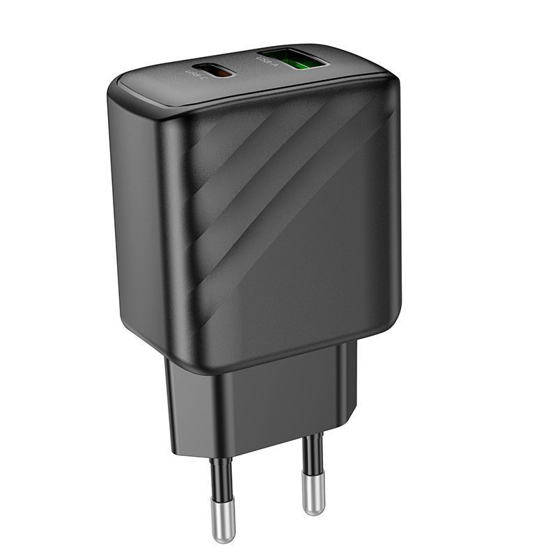 Мережевий Зарядний Пристрій Hoco CS23A 1USB/1USB-C PD/QC 30W Чорний