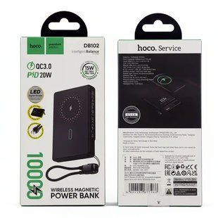 Універсальна Мобільна Батарея Power Bank Hoco DB102 Kuzhou 22.5W magnetic wireless charging with cable 10000mAh Чорний