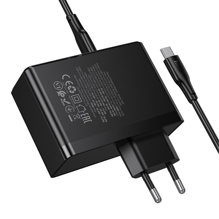 Мережевий Зарядний Пристрій Hoco N85 3USB-C/1USB PD100W GAN+Type-C to Type-C 2m