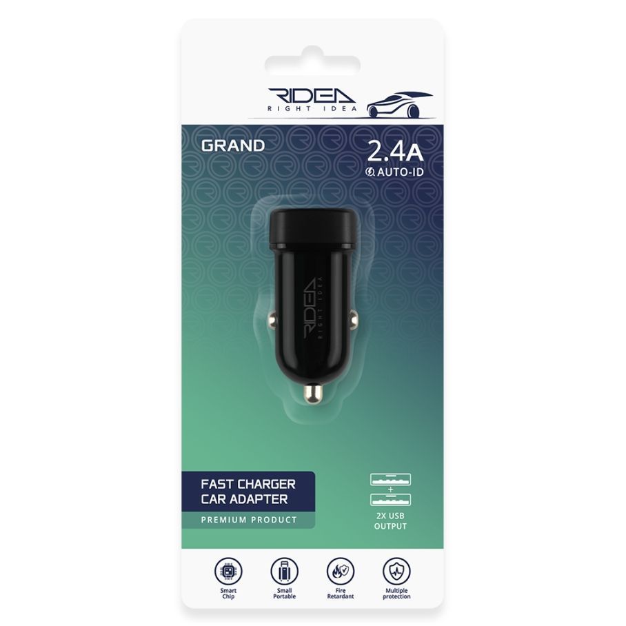 Автомобільний Зарядний Пристрій Ridea RCC-21012 Grand 2USB 2.4 A Чорний