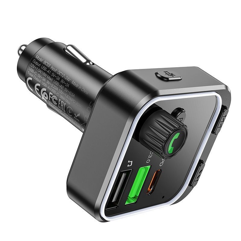FM-трансмітер Borofone BC53 USB-C PD20W+USB-A QC18W/BT5.0 Total 38W