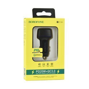 Автомобільний Зарядний Пристрій Borofone BZ14A PD20W+QC3.0 3A Чорний