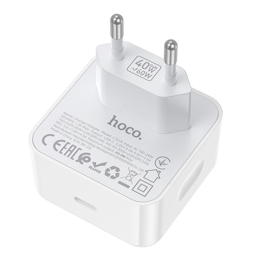 Мережевий Зарядний Пристрій Hoco C161A 1USB-C PD3.2 40W/60W