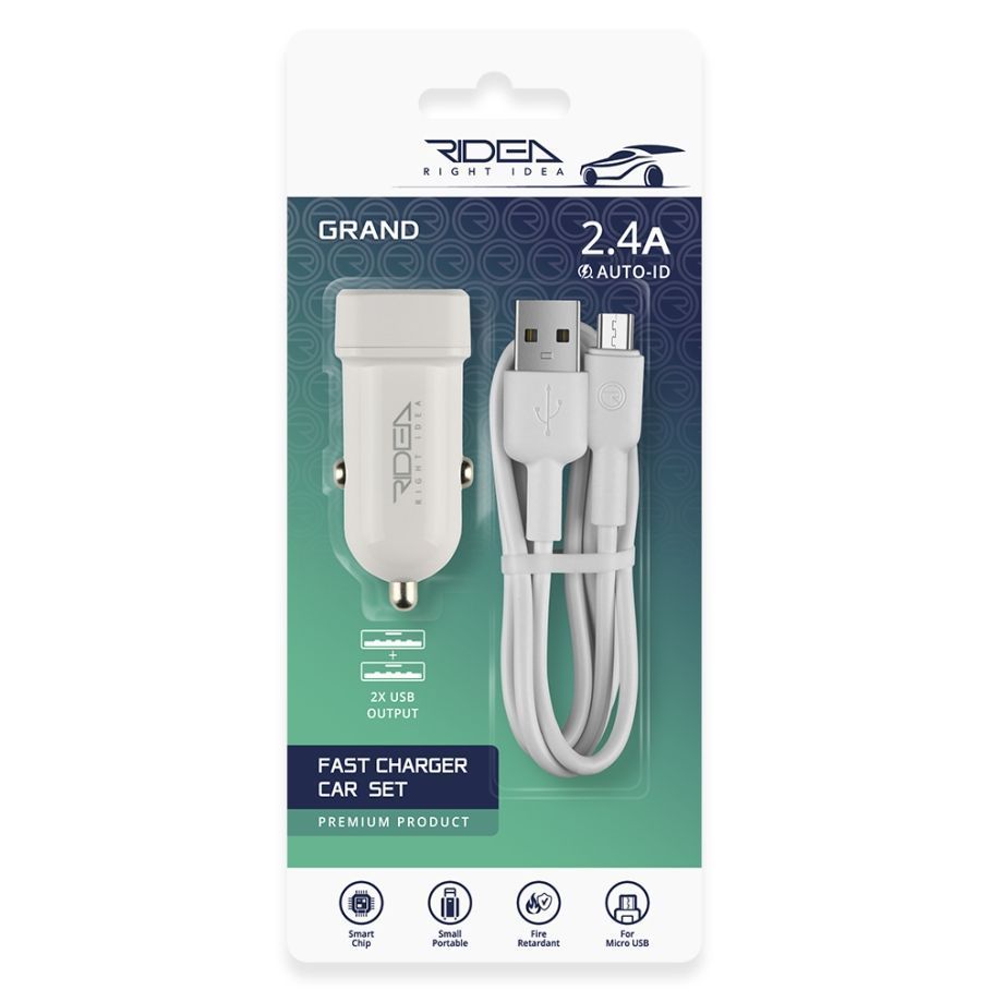 Автомобільний Зарядний Пристрій Ridea RCC-21112 Grand Micro 2USB 2.4 A Бiлий