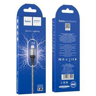 Кабель USB Hoco X50 Excellent Lightning Сiрий