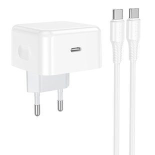 Мережевий Зарядний Пристрій Hoco C161A 1USB-C PD3.2 40W/60W+Type-C to Type-C